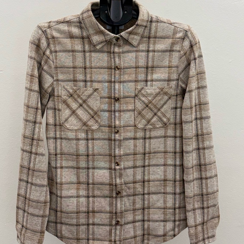 Ci Sono Beige Plaid Shirt